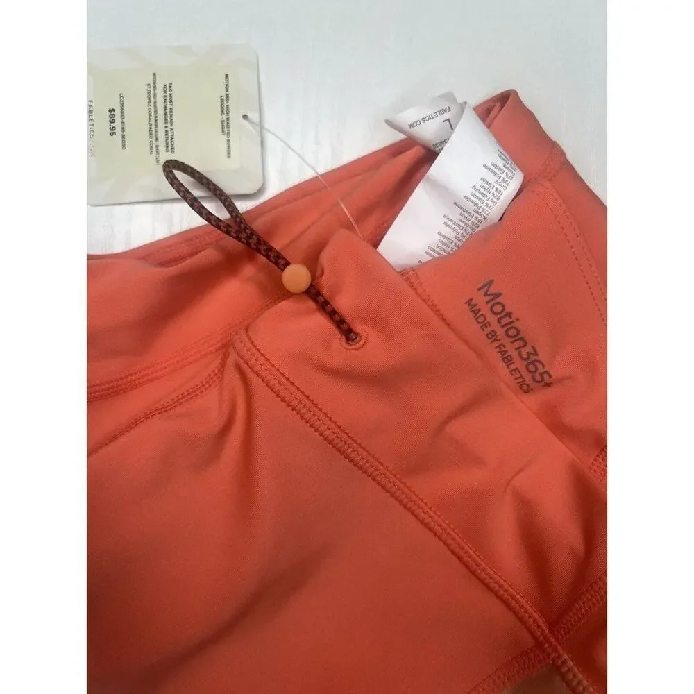 Fabletics Motion365 High Waisted Bungee Legging Coral Khloe Sz Large Short - Picture 6 of 6